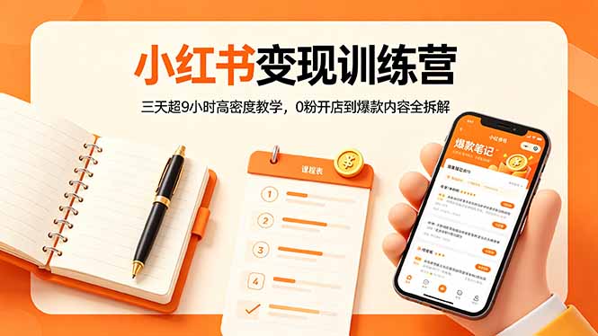 （18337期）小红书变现训练营：三天超9小时高密度教学，0粉开店到爆款内容全拆解-翌晨科技网