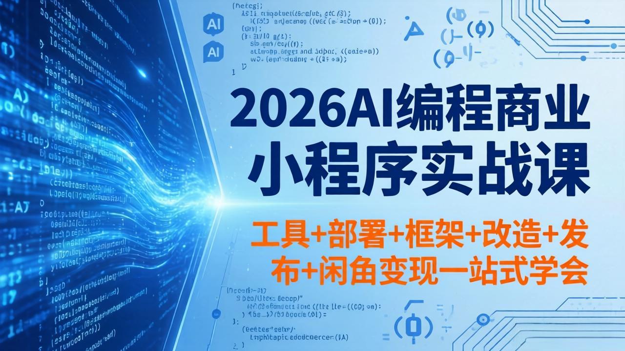 （18293期）2026AI编程商业小程序实战课，工具+部署+框架+改造+发布+闲鱼变现一站式学会-翌晨科技网