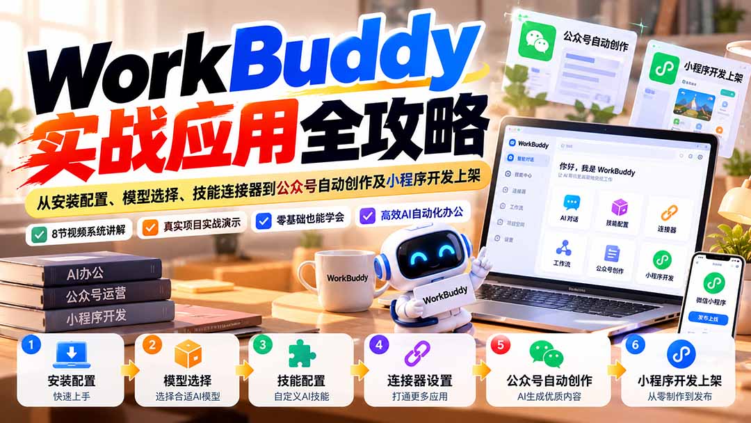 （21093期）WorkBuddy 实战应用全攻略：从安装配置、模型选择、技能连接器到公众号自动创作及小程序开发上架-翌晨科技网