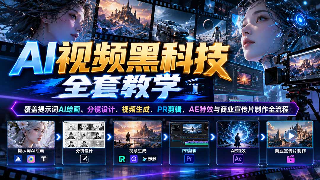 （21095期）AI视频黑科技全套教学：覆盖提示词AI绘画、分镜设计、视频生成、PR剪辑、AE特效与商业宣传片制作全流程-翌晨科技网