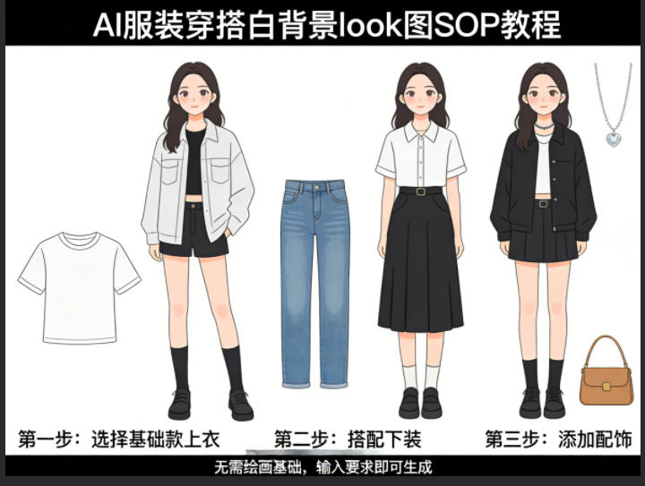 AI服装穿搭白背景look图SOP教程，不用会画画，提几句具体要求，AI就能还你一个奇迹-翌晨科技网