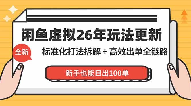 （18296期）闲鱼虚拟从0到1系统化运营课程：标准化打法拆解 + 高效出单全链路教学，新手也能日出100单-翌晨科技网
