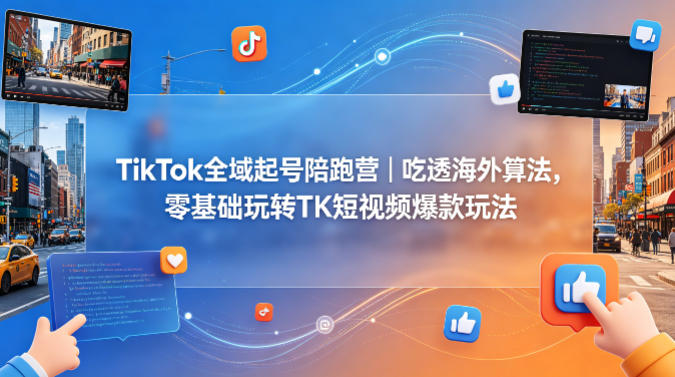 TikTok全域起号陪跑营｜吃透海外算法，零基础玩转TK短视频爆款玩法-翌晨科技网