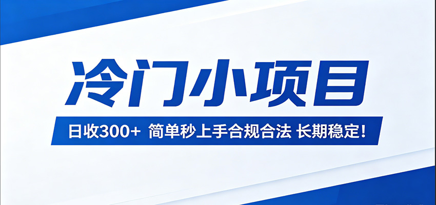 冷门小项目，日收300＋，简单秒上手合规合法，长期稳定！-翌晨科技网