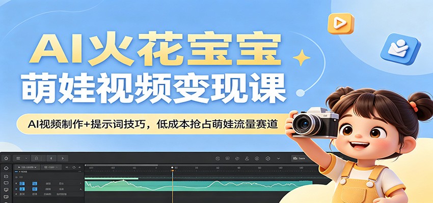 AI火花宝宝萌娃视频变现课：AI视频制作+提示词技巧，低成本抢占萌娃流量赛道-翌晨科技网
