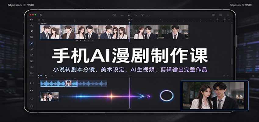 手机AI漫剧制作课：小说转剧本分镜，美术设定，AI生视频，剪辑输出完整作品-翌晨科技网