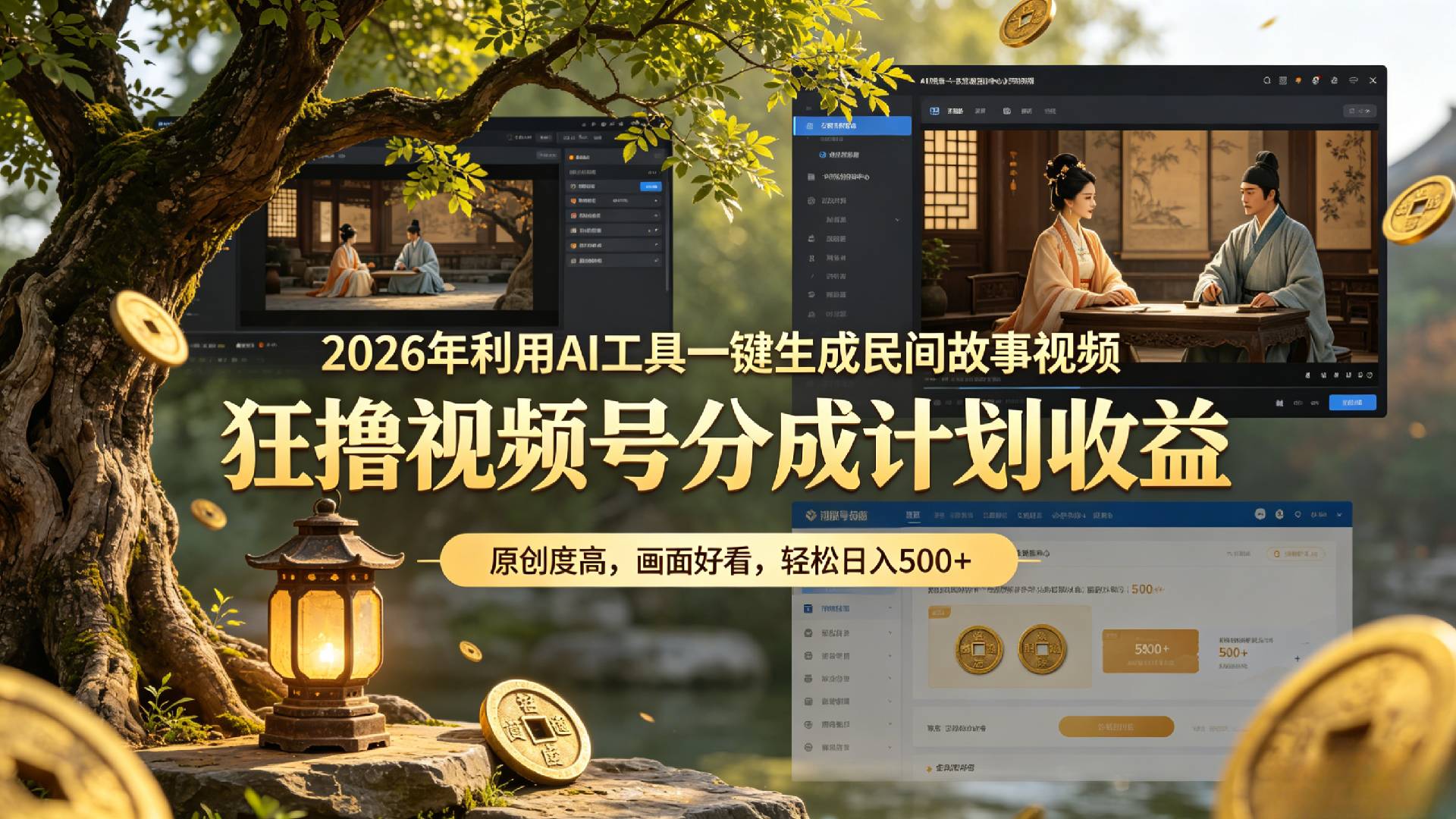 2026年利用AI工具一键生成民间故事视频，狂撸视频号分成计划收益，原创度高，画面好看，轻松日入500+-翌晨科技网
