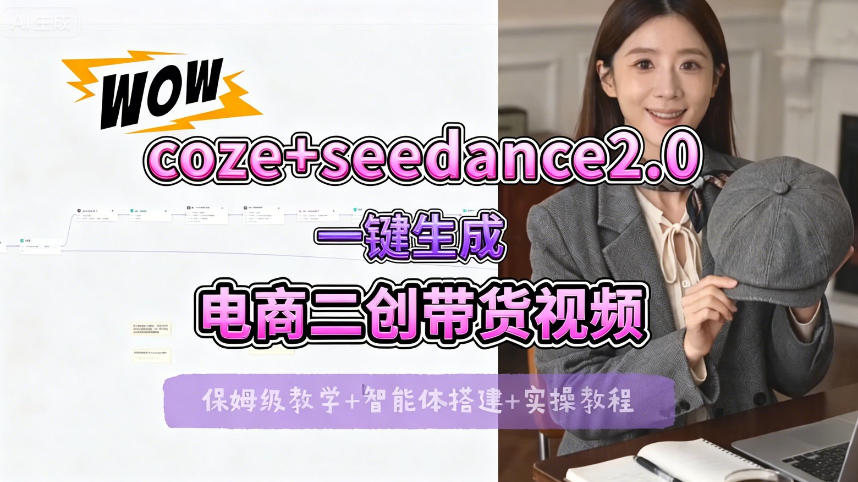 【Coze工作流搭建实操教程】seedance2.0+coze一键生成电商二创带货视频，全流程保姆级教学-翌晨科技网