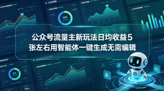 公众号流量主新玩法日均收益5张左右用智能体一键生成无需编辑-翌晨科技网