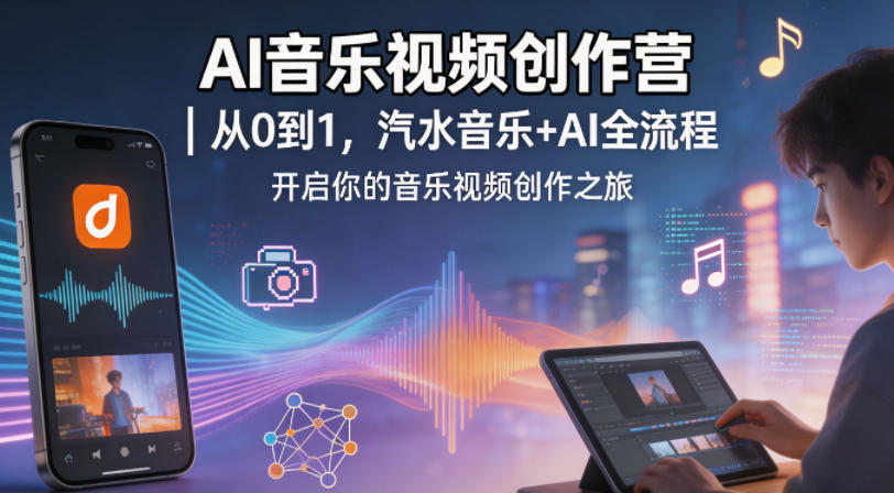 AI音乐视频创作营｜从0到1，汽水音乐+AI全流程，开启你的音乐视频创作之旅-翌晨科技网