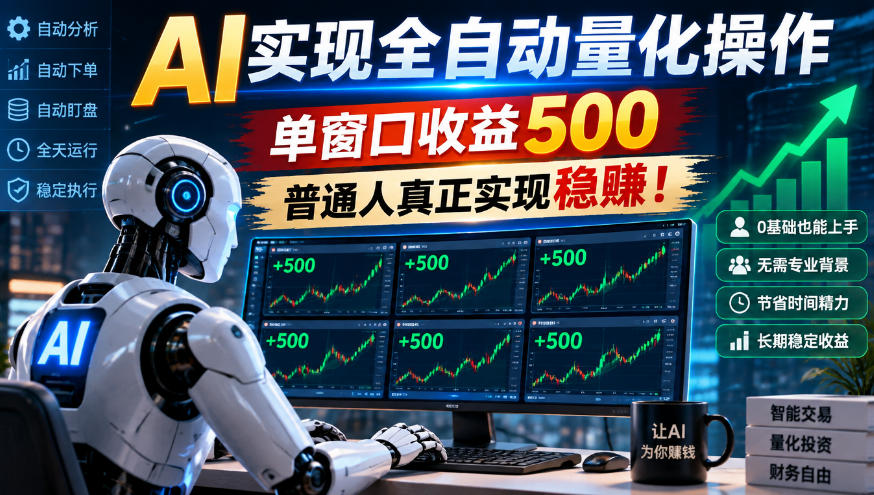 AI实现全自动量化操作，单窗口收益500，普通人真正实现稳賺！【揭秘】-翌晨科技网