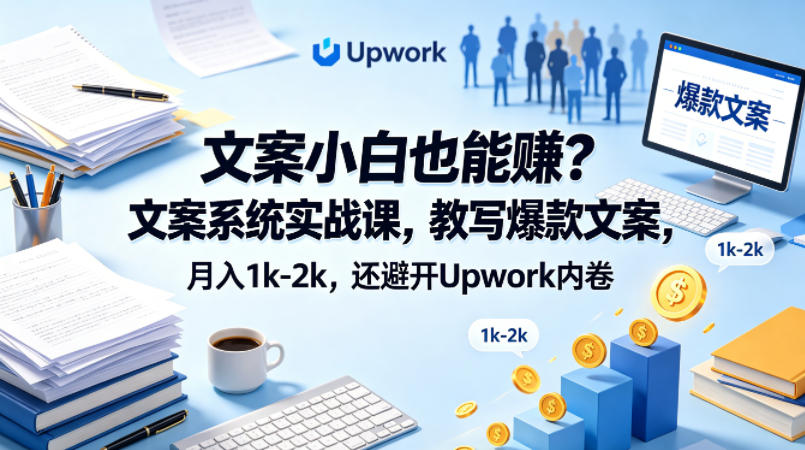 文案小白也能賺？文案系统实战课，教写爆款文案，月入1k-2k，还避开Upwork内卷【原创双语字幕】-翌晨科技网