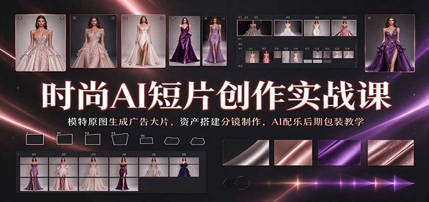 时尚AI短片创作实战课：模特原图生成广告大片，资产搭建分镜制作，AI配乐后期包装教学-翌晨科技网