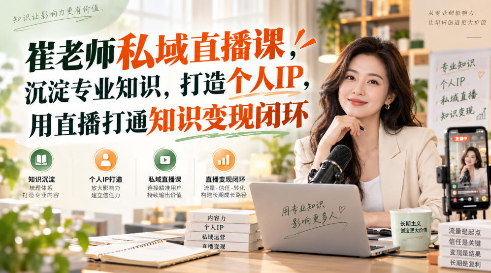 崔老师私域直播课，沉淀专业知识，打造个人IP，用直播打通知识变现闭环-翌晨科技网