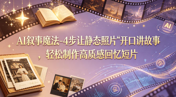 AI叙事魔法-4步让静态照片“开口讲故事”，轻松制作高质感回忆短片-翌晨科技网