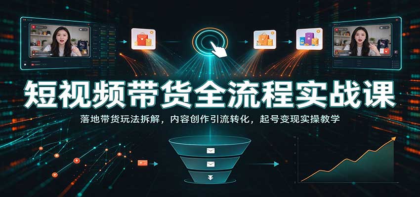 短视频带货全流程实战课：落地带货玩法拆解，内容创作引流转化，起号变现实操教学-翌晨科技网