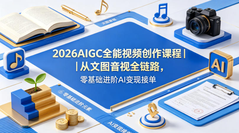 2026AIGC全能视频创作课程｜从文图音视全链路，零基础进阶AI变现接单-翌晨科技网