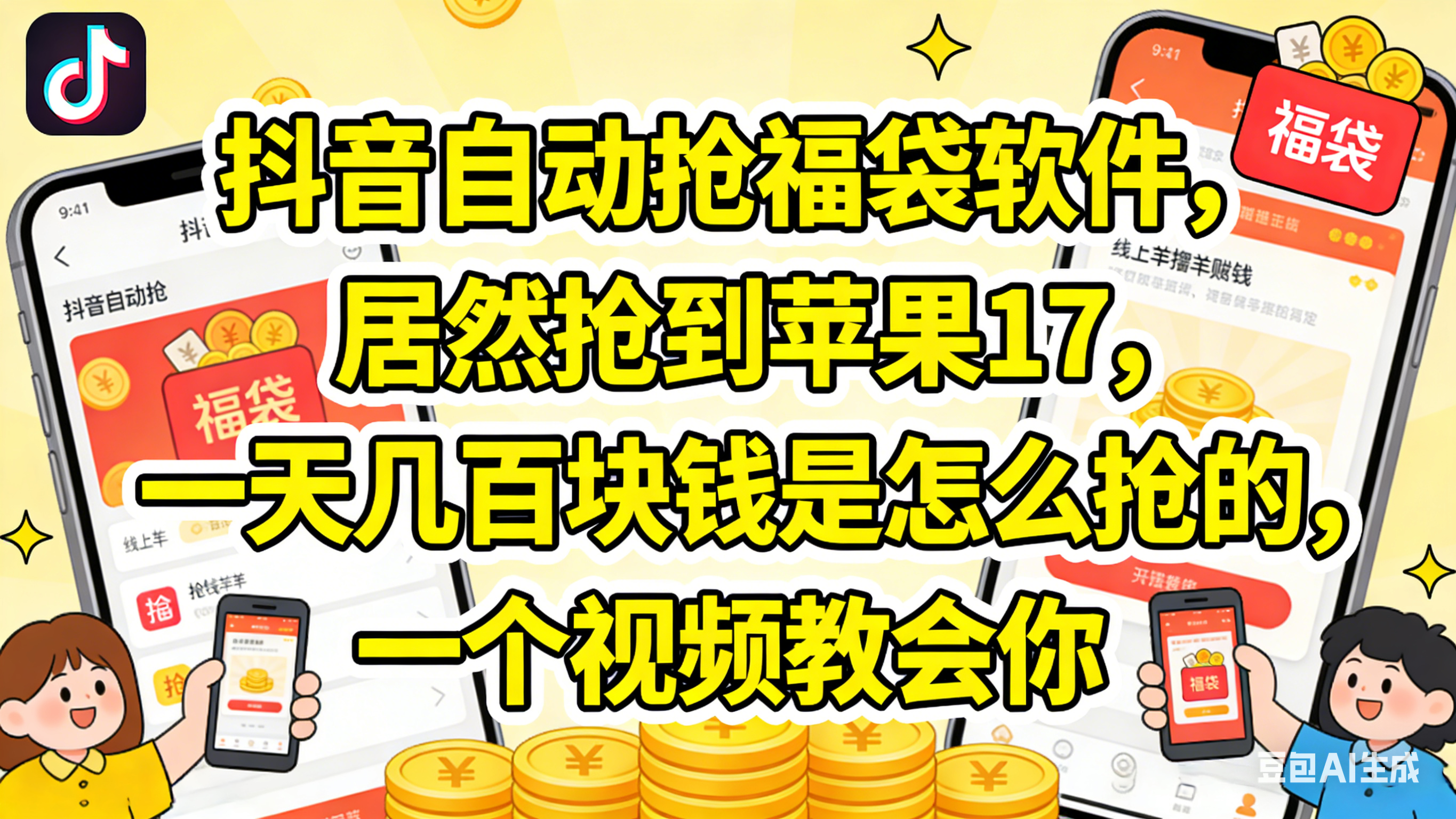 抖音抢福袋，居然抢到苹果17，一天几百块钱是怎么抢的，一个视频教会你-翌晨科技网