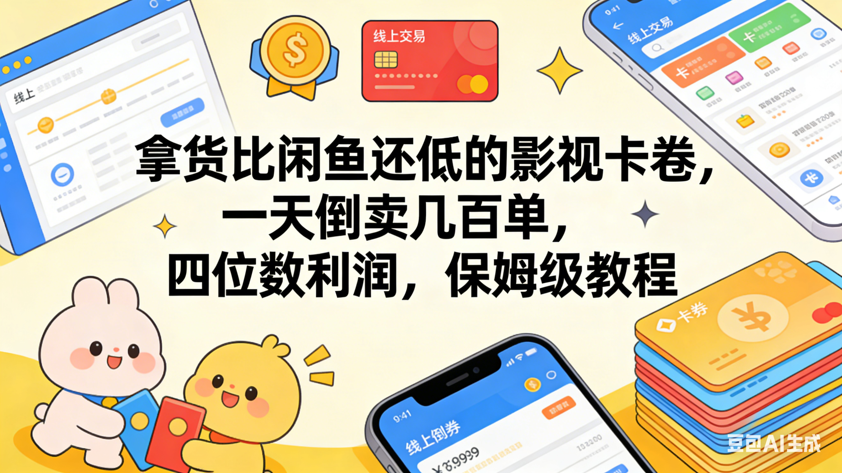 拿货比闲鱼还低的影视卡卷，一天倒卖几百单，四位数利润，保姆级教程-翌晨科技网