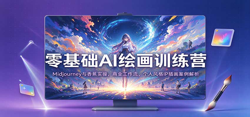 零基础AI绘画训练营：Midjourney与香蕉实操，商业工作流，个人风格IP插画案例解析-翌晨科技网