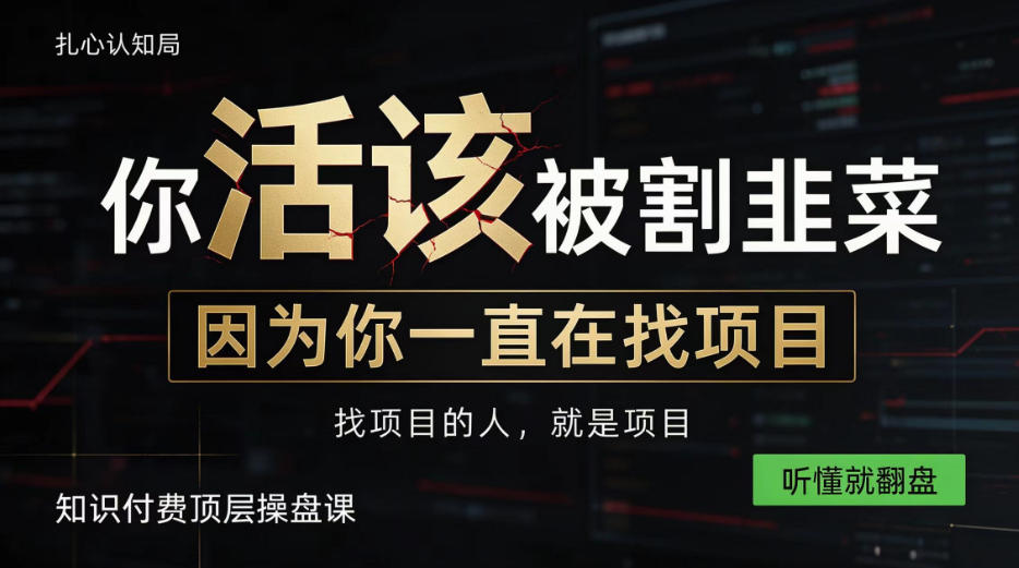 做项目不如卖项目，做知识付费自己当老板，知识付费顶层操盘课，听懂就翻盘【揭秘】-翌晨科技网