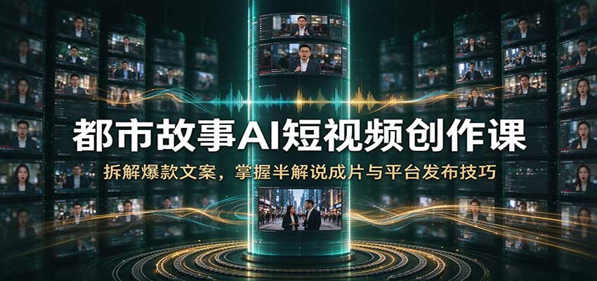 都市故事AI短视频创作课：拆解爆款文案，掌握半解说成片与平台发布技巧-翌晨科技网