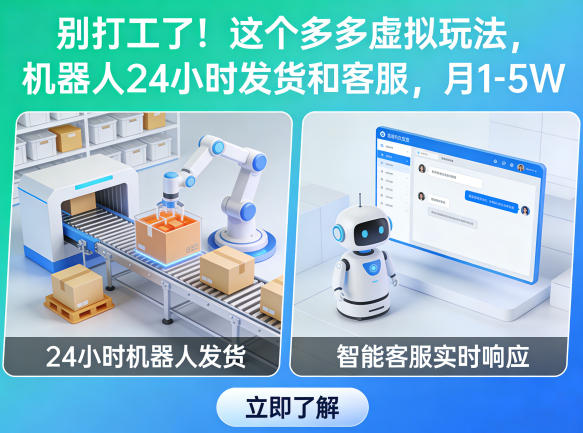 别打工了！这个多多虚拟玩法，机器人24小时发货和客服，月1-5W【揭秘】-翌晨科技网