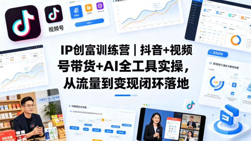 IP创富训练营｜抖音+视频号带货+AI全工具实操，从流量到变现闭环落地-翌晨科技网