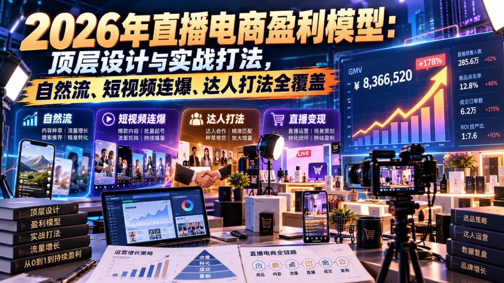 2026年直播电商盈利模型：顶层设计与实战打法，自然流、短视频连爆、达人打法全覆盖-翌晨科技网