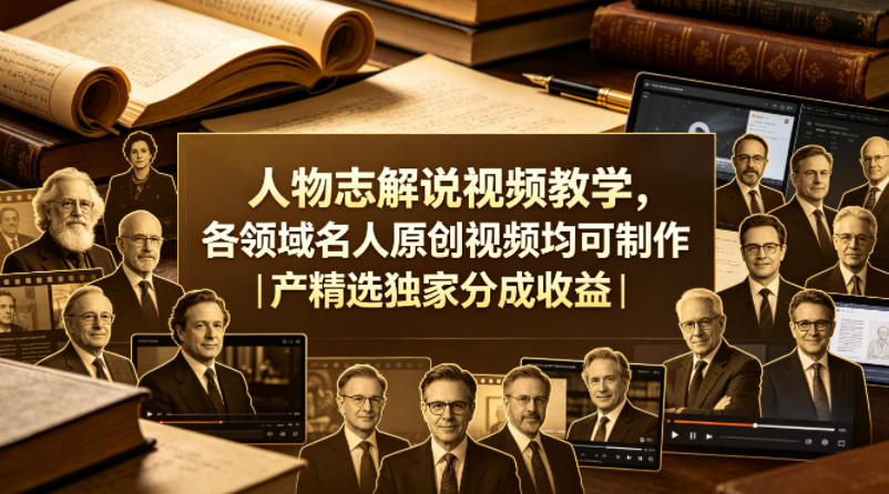 人物志解说视频教学,各领域名人原创视频均可制作丨精选独家分成收益-翌晨科技网
