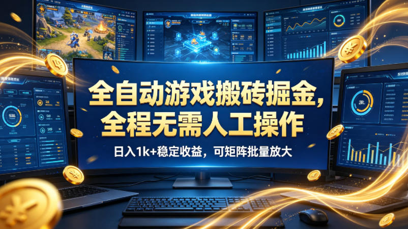 全自动游戏搬砖掘金，全程无需人工操作，日入1k+稳定收益，可矩阵批量放大【揭秘】-翌晨科技网