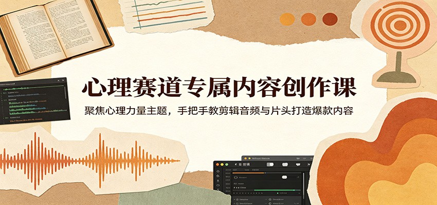 心理赛道专属内容创作课：聚焦心理力量主题，手把手教剪辑音频与片头打造爆款内容-翌晨科技网