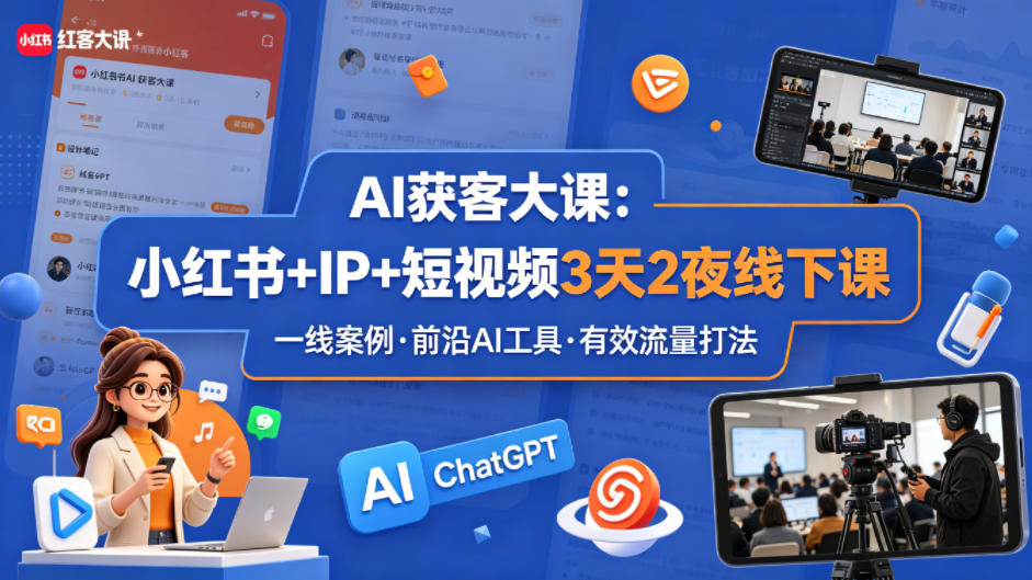 AI获客大课小红书+IP+短视频3天2夜线下课，用最真实的一线案例，最前沿的AI工具，最有效的流量打法-翌晨科技网