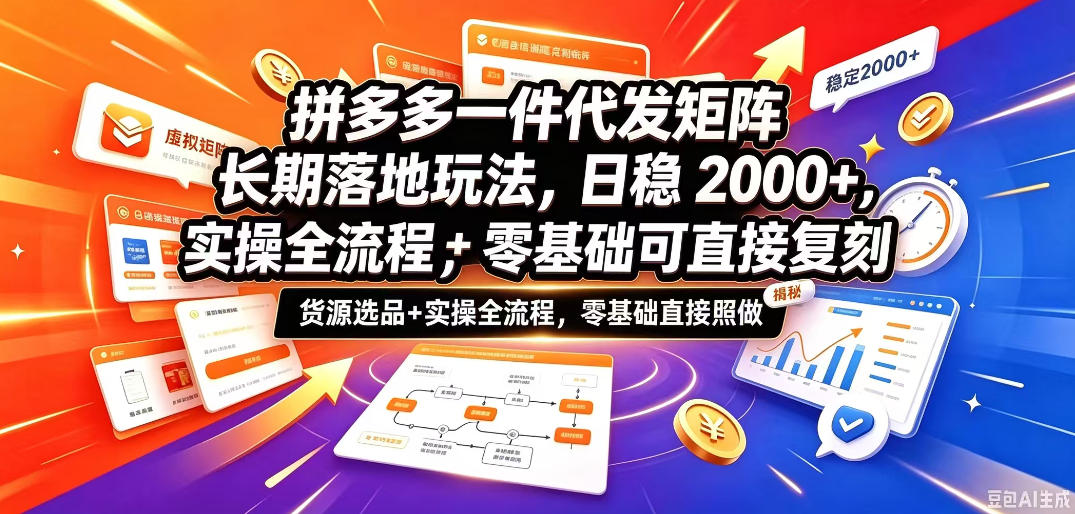 拼多多一件代发矩阵长期落地玩法，日稳入2k+，选品货源+实操全流程，零基础可直接复刻【拆解】-翌晨科技网