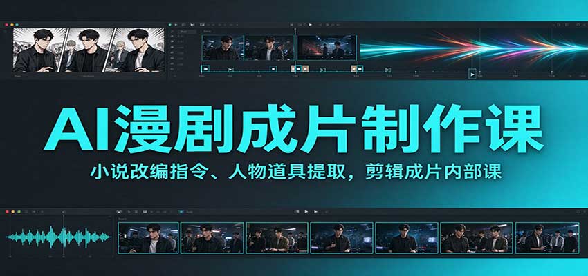 AI漫剧成片制作课:小说改编指令、人物道具提取,剪辑成片全流程-翌晨科技网