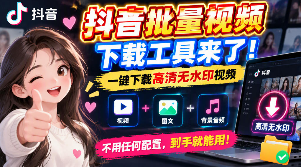 抖音批量视频下载工具，一键下载高清无水印视频，到手就能用-翌晨科技网