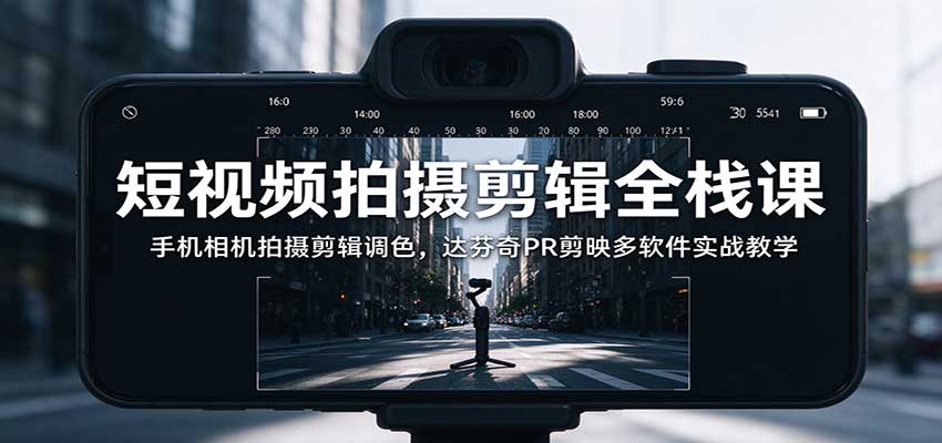 短视频拍摄剪辑全栈课:手机相机拍摄剪辑调色,达芬奇PR剪映多软件实战教学-翌晨科技网