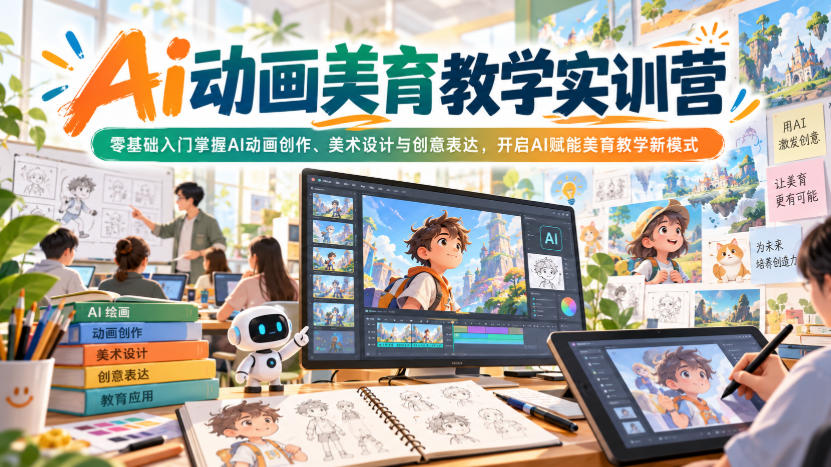 Ai动画美育教学实训营，零基础入门掌握AI动画创作、美术设计与创意表达，开启AI赋能美育教学新模式-翌晨科技网
