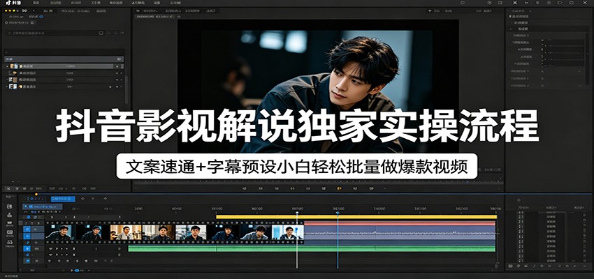 抖音影视解说独家实操流程，文案速通+字幕预设小白轻松批量做爆款视频-翌晨科技网