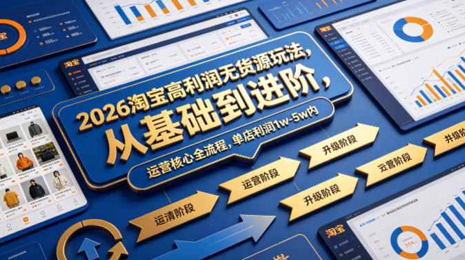 2026淘宝高利润无货源玩法，从基础到进阶，运营核心全流程，单店利润1w-5w内-翌晨科技网