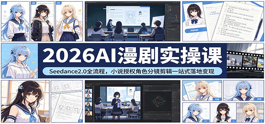 2026AI漫剧实操课：Seedance2.0全流程，小说授权角色分镜剪辑一站式落地变现-翌晨科技网