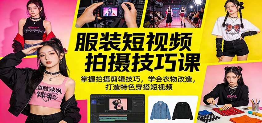 服装短视频拍摄技巧课：掌握拍摄剪辑技巧，学会衣物改造，打造特色穿搭短视频-翌晨科技网