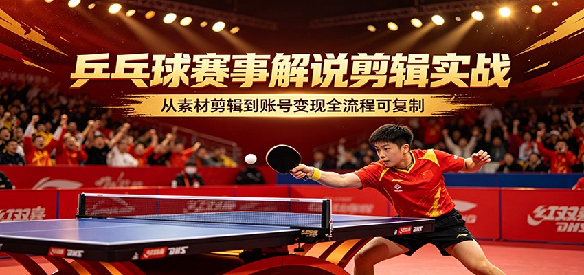 乒乓球赛事解说剪辑实战，从素材剪辑到账号变现全流程可复制-翌晨科技网