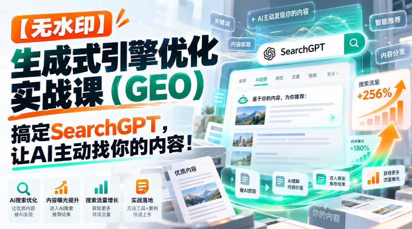 【无水印】生成式引擎优化（GEO）实战课：搞定SearchGPT，让AI主动找你的内容！【原创双语字幕】-翌晨科技网