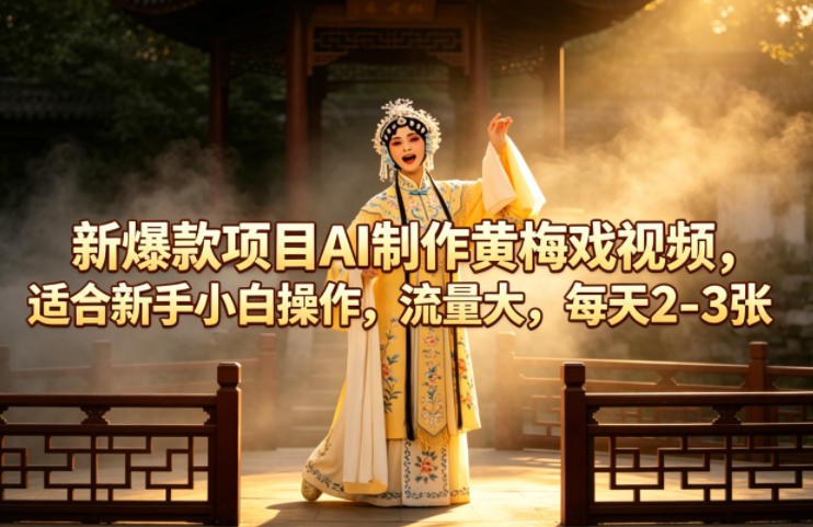 新爆款项目AI制作黄梅戏视频,适合新手小白操作,流量大,每天2-3张-翌晨科技网