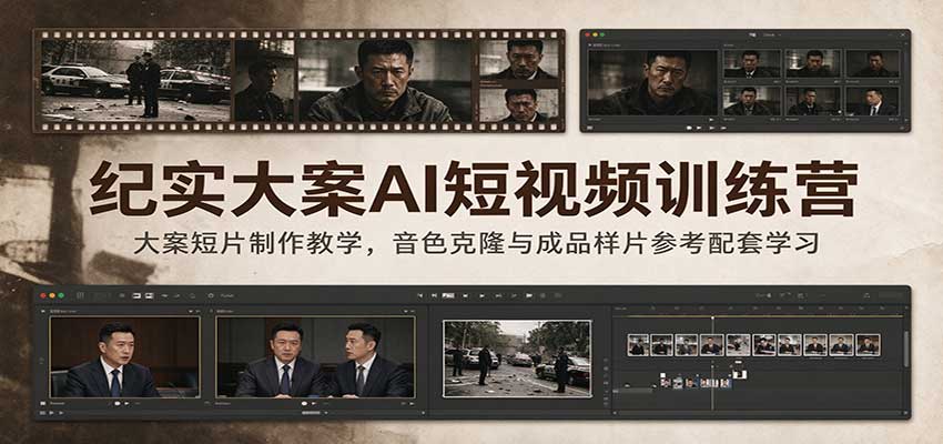 纪实大案AI短视频训练营：大案短片制作教学，音色克隆与成品样片参考配套学习-翌晨科技网