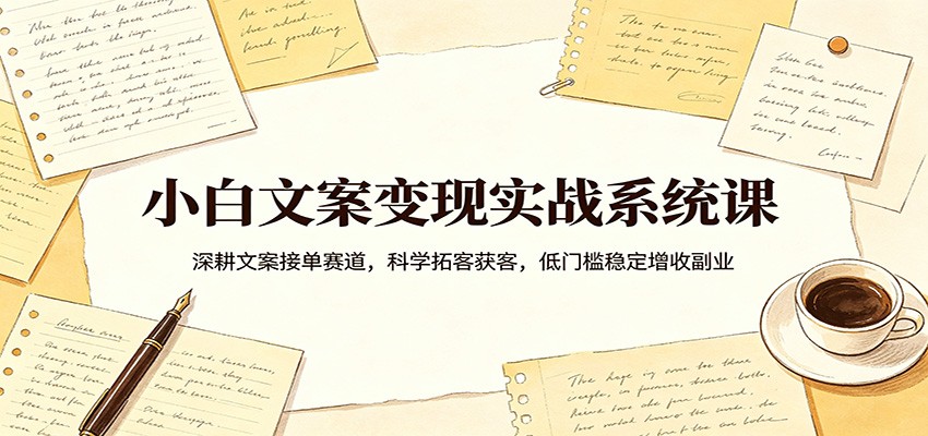 小白文案变现实战系统课：深耕文案接单赛道，科学拓客获客，低门槛稳定增收副业-翌晨科技网
