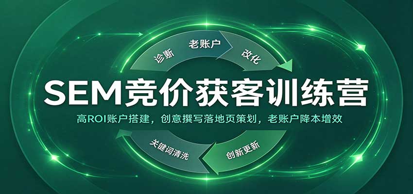 SEM竞价获客训练营：高ROI账户搭建，创意撰写落地页策划，老账户降本增效-翌晨科技网