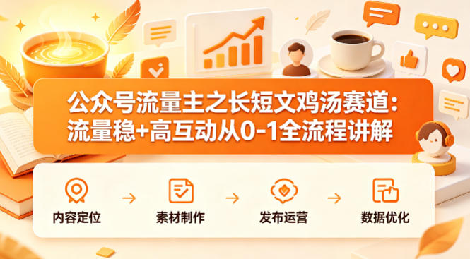 公众号流量主之长短文鸡汤赛道，流量稳+高互动，从0-1全流程讲解-翌晨科技网