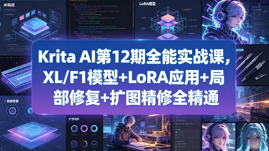 Krita AI第12期全能实战课，XL/F1模型+LoRA应用+局部修复+扩图精修全精通-翌晨科技网